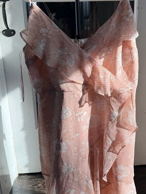 Express Pink Floral Ruffle Midi Dress